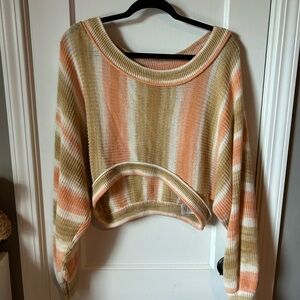 Urban Outfitters Striped Beige and Orange Women's Sweater